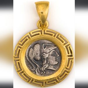 Goddess Athena Meander Pendant – 925 Sterling Silver Gold Plated